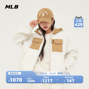 外套24冬季 连帽仿羊羔绒拉链时尚 FDB01 男女情侣经典 MLB官方