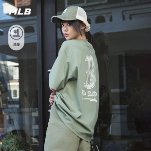 新款 休闲百搭T恤25夏季 TSB51 男女情侣渐变大标印花短袖 MLB官方