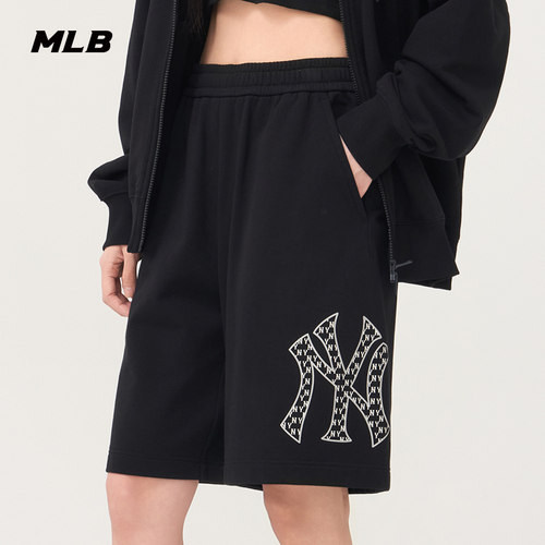 MLB男女同款复古老花休闲短裤