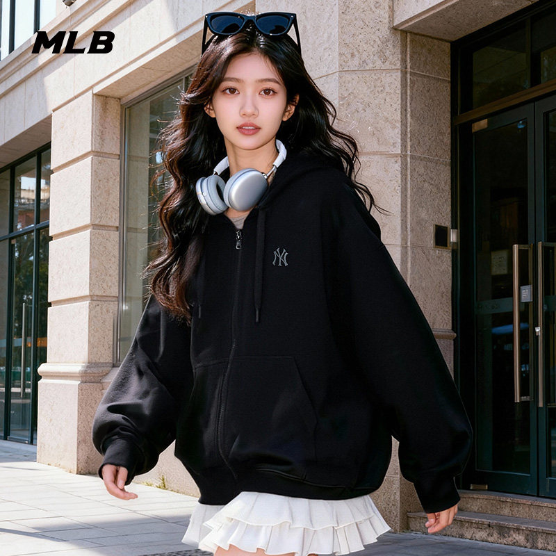 MLB官方 男女同款时尚宽松纯色小标连帽卫衣外套26春季新款TRB01,运动服/休闲服装,运动茄克/外套,淘宝优惠券,粉丝福利购,淘宝优惠卷