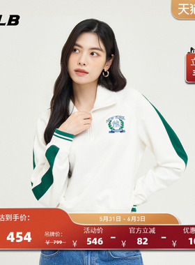 MLB官方 女款半拉链宽松卫衣撞色运动套头衫春夏MTV06