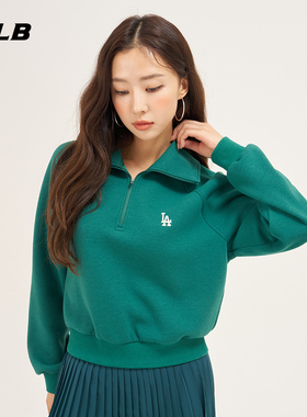 MLB官方女生短款半拉链立领运动卫衣刺绣logo宽松休闲春夏MTG02