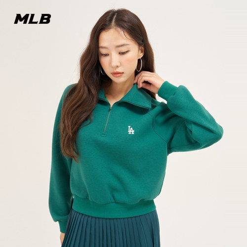 官方MLB女生短款半拉链立领卫衣