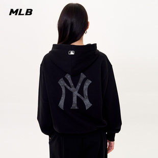 MLB官方男女情侣复古老花背标大LOGO连帽套头卫衣25秋季 HDM04 新款