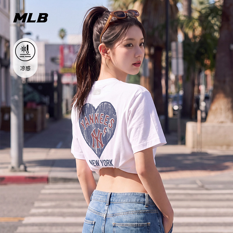 MLB男女款街头爱心印花凉感T恤图片