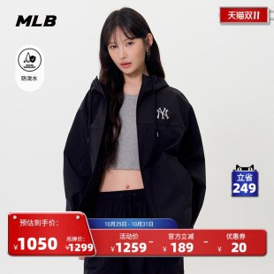 WJB80 新款 MLB官方 男女情侣大LOGO连帽防泼水夹克外套25秋季