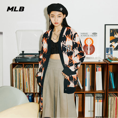 MLB官方男女情侣复古老花针织衫