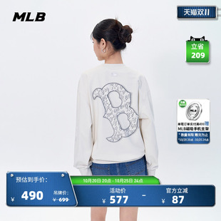 MLB官方 男女情侣时尚百搭简约复古背标圆领套头卫衣春夏MTB11