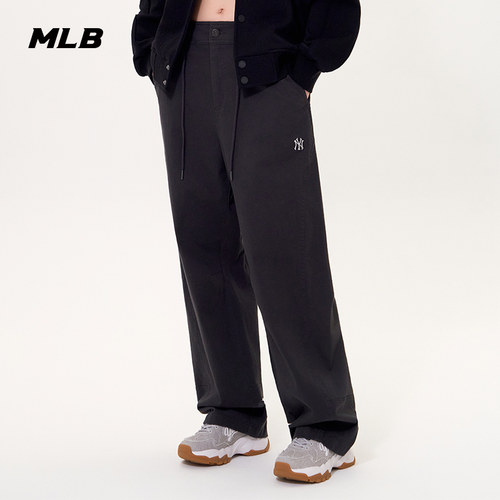 MLB官方 男女同款休闲百搭水洗做旧风弯刀裤梭织裤春夏新款WPB16