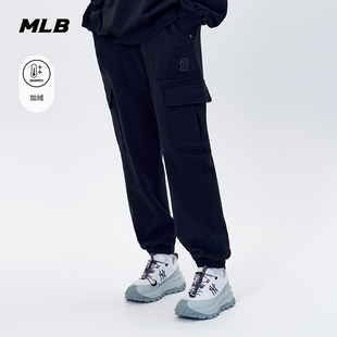 新款 束脚2025冬季 PTB20 休闲运动长裤 MLB官方男女情侣保暖加绒工装