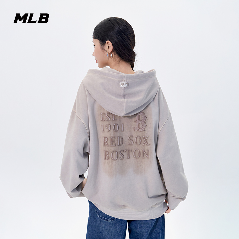 MLB官方男女情侣时尚潮流复古水洗做旧风套头卫衣25秋季新款HDV05