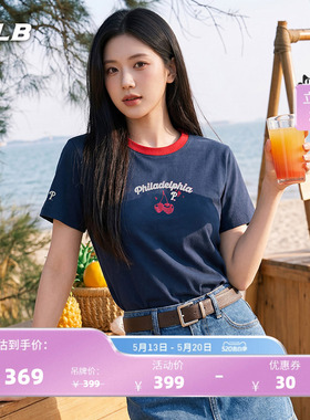 【520礼物】MLB官方女款时尚樱桃印花撞色修身T恤26夏季新款TSN63
