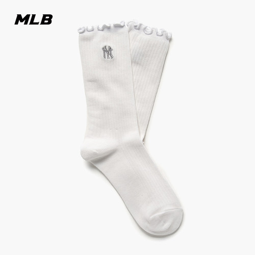 MLB官方章若楠同款韩系百搭甜美木耳边时尚中筒袜26春季新款SOH02