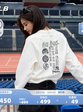MLB官方 男女同款宽松时尚涂鸦背标防晒长袖T恤26春季新款TSB03