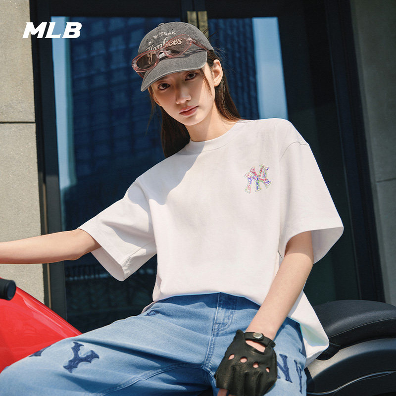 MLB官方 男女情侣涂鸦背标大logo时尚潮流运动T恤25夏季新款TSB09,运动服/休闲服装,运动T恤,淘宝优惠券,粉丝福利购,淘宝优惠卷