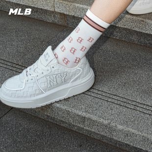 25秋冬新款 厚底增高板鞋 SXE01 印刻老花学长鞋 MLB官方男女情侣时尚