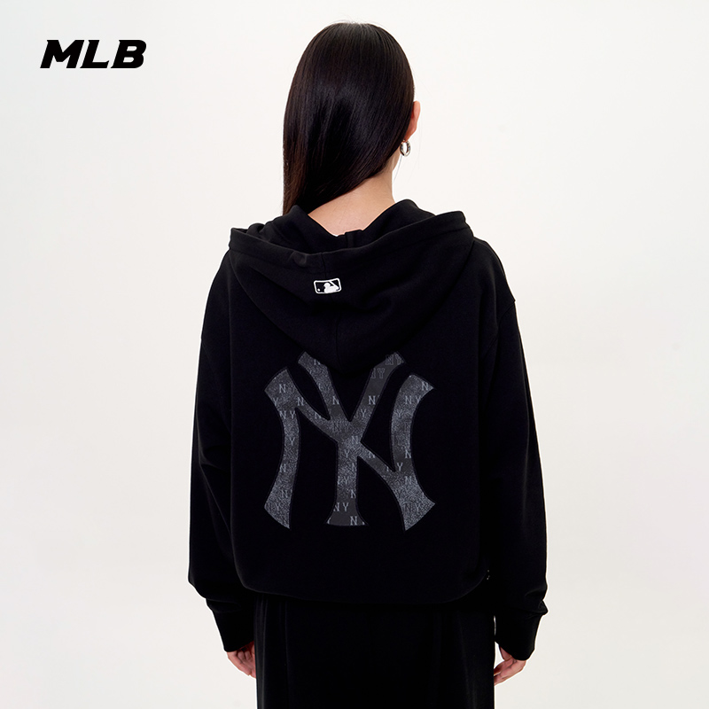 MLB官方男女情侣老花大LOGO连帽卫衣拉链外套25秋季新款TRM02