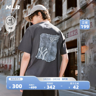 新款 MLB官方 T恤夏季 潮流复古仿牛仔短袖 TSM10 男女情侣凉感时尚