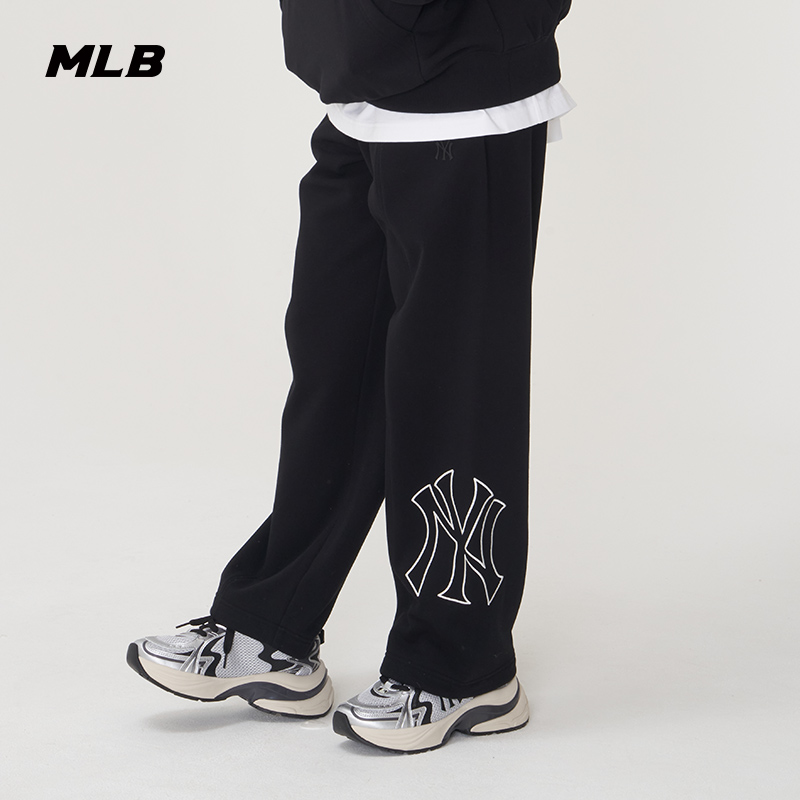MLB官方男女经典大logo时尚宽松阔腿松紧抽绳长裤25春夏新款PTB05