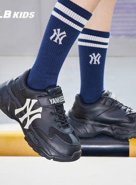 MLB官方男女童鞋NY魔术贴运动鞋洋气增高老爹鞋潮小白鞋SHC10