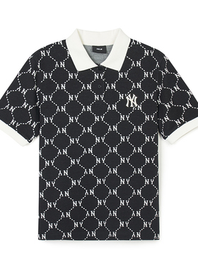 MLB官方 女款钻石老花polo衫休闲短袖运动上衣PQM02