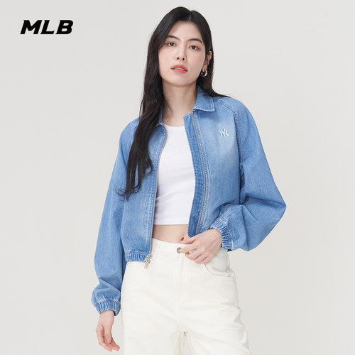 MLB女款复古高腰牛仔夹克外套