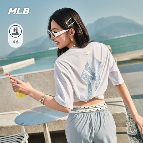 MLB官方 男女同款轻薄干爽蕾丝轻薄凉感T恤26夏季新款百搭TSB76