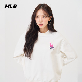 MLB官方 男女情侣套头圆领卫衣渐变logo时尚休闲24春季新款MTB10