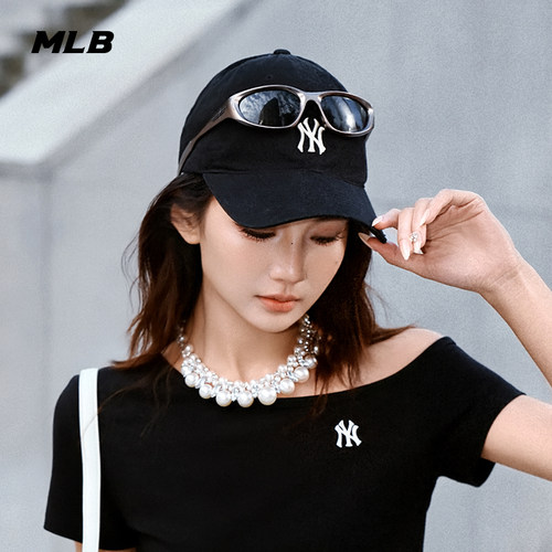 MLB官方章若楠同款百搭显脸小复古软顶棒球帽26夏季CPB07/CPB09