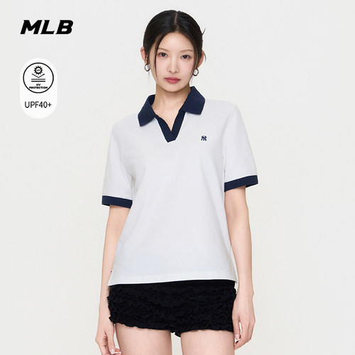 MLB官方 女款时尚百搭修身防晒撞色翻领POLO衫26夏季新款PQB06