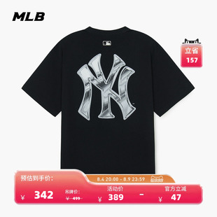 MLB官方 男女情侣复古印花潮流背标短袖百搭T恤夏季新款TSB63