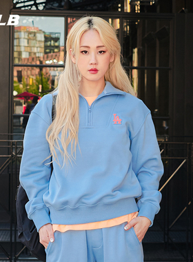 MLB官方男女纯色宽松加绒运动长袖卫衣休闲冬季MTB15/MTV01/HDE01