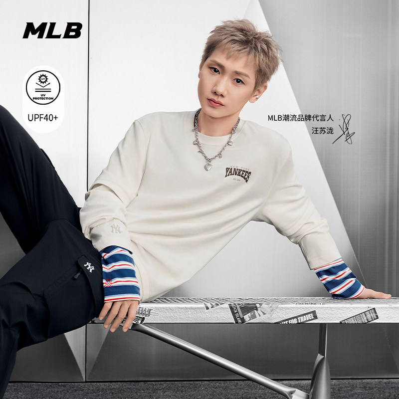 MLB男女同款潮流假两件防晒长袖图片