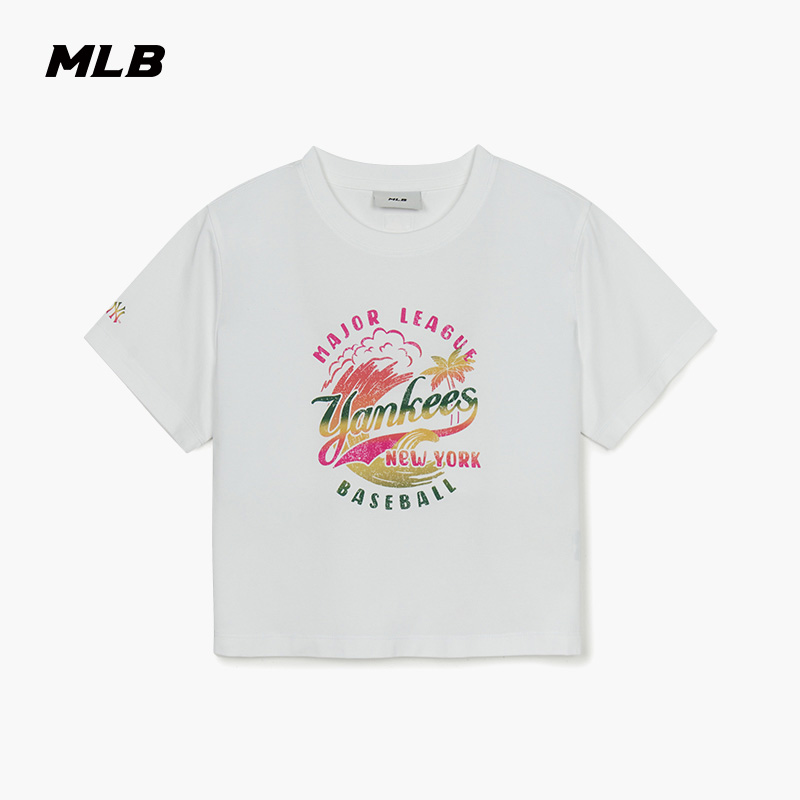 MLB官方女款复古彩色印花短款T恤