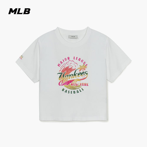 MLB官方女款复古彩色印花短款T恤
