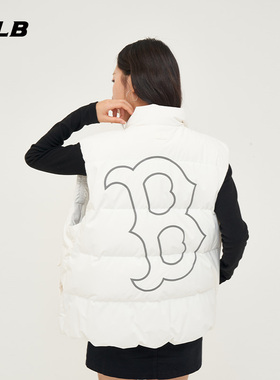 MLB官方 男女情侣大logo时尚休闲羽绒马甲外套24冬季DVB01