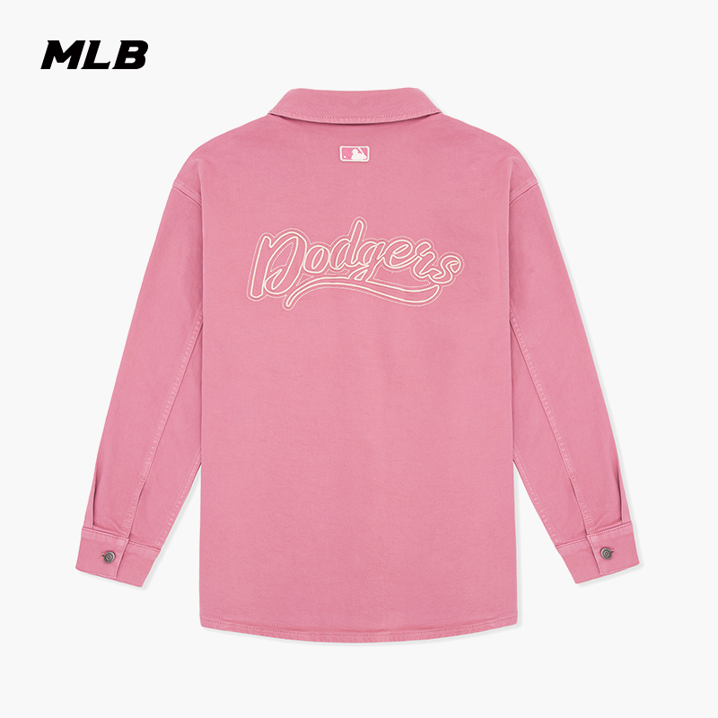 MLB官方 男女情侣后背图案学院风牛仔衬衫25秋季新款DRV01/DRV02
