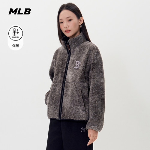 MLB官方男女情侣复古街头两面穿保暖仿羊羔绒外套冬季新款FDB04