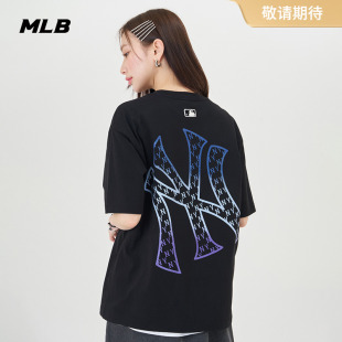 24夏季 新款 男女情侣渐变老花纯棉T恤圆领大logo短袖 MLB官方 TSM16