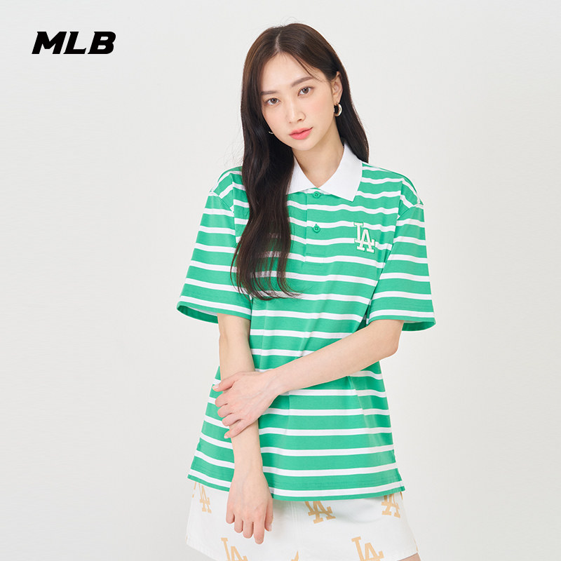MLB官方男女情侣学院风条纹polo衫休闲短袖PQV03/PQV01,运动服/休闲服装,运动POLO衫,淘宝优惠券,粉丝福利购,淘宝优惠卷