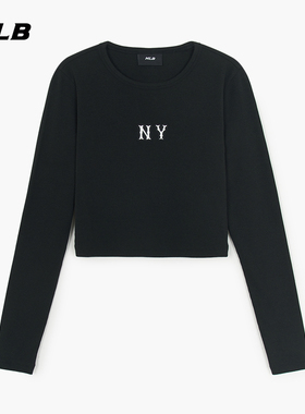 MLB官方 女款时尚百搭运动休闲修身短裤长袖T恤25秋冬新款TSB03