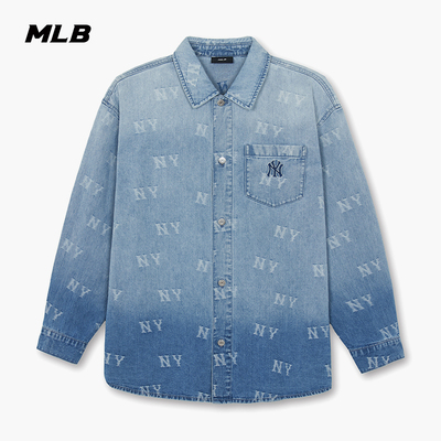 【情人节礼物】MLB官方男女同款渐变牛仔衬衫26春新款DRM05/DRM10
