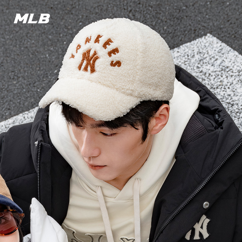 男女MLB官方男女情侣羊羔绒帽子
