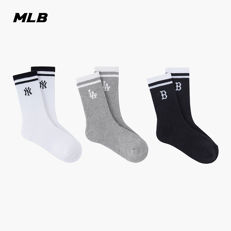 MLB官方 男女通用休闲时尚运动百搭条纹中筒袜26春季新款SOMA2