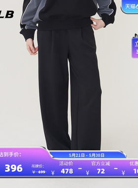 MLB官方 女款经典纯色时尚立体logo阔腿休闲长裤春夏新款PTB02