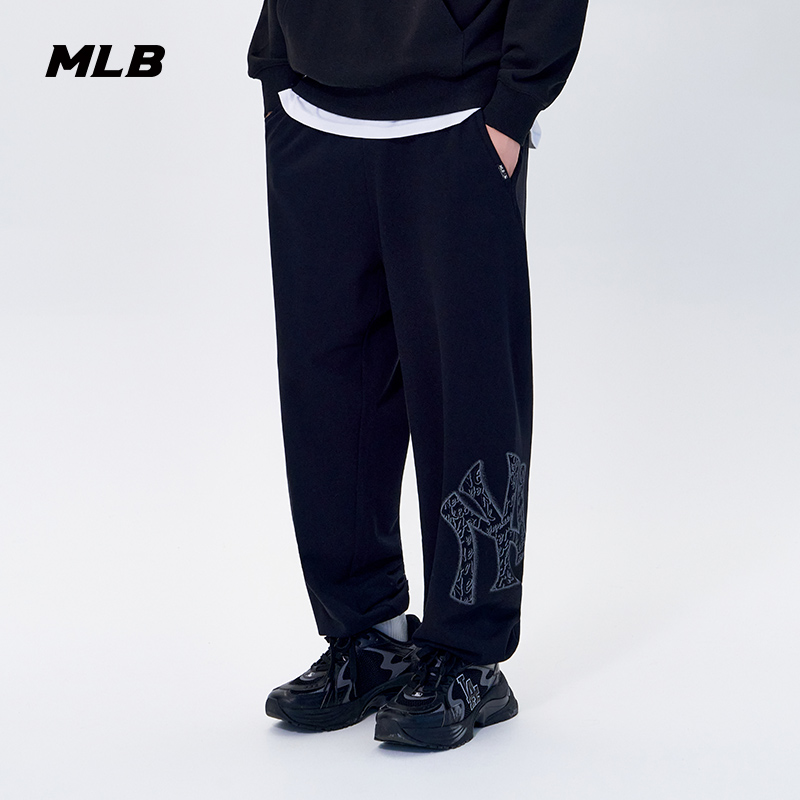 MLB官方男女情侣潮流时尚大LOGO束脚休闲长裤25秋季新款PTB14