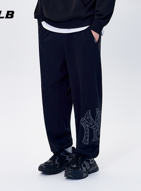 MLB官方男女情侣潮流时尚大LOGO束脚休闲长裤秋季新款PTB14