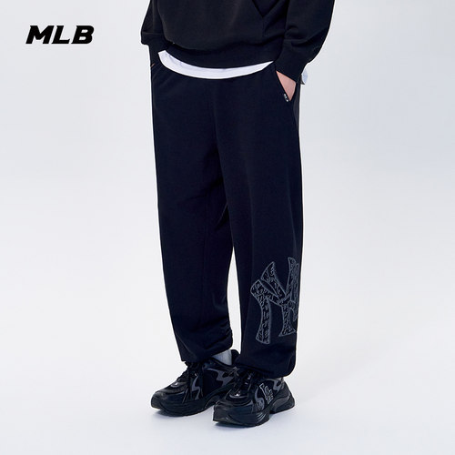 MLB官方男女情侣潮流时尚大LOGO束脚百搭休闲长裤春夏新款PTB14