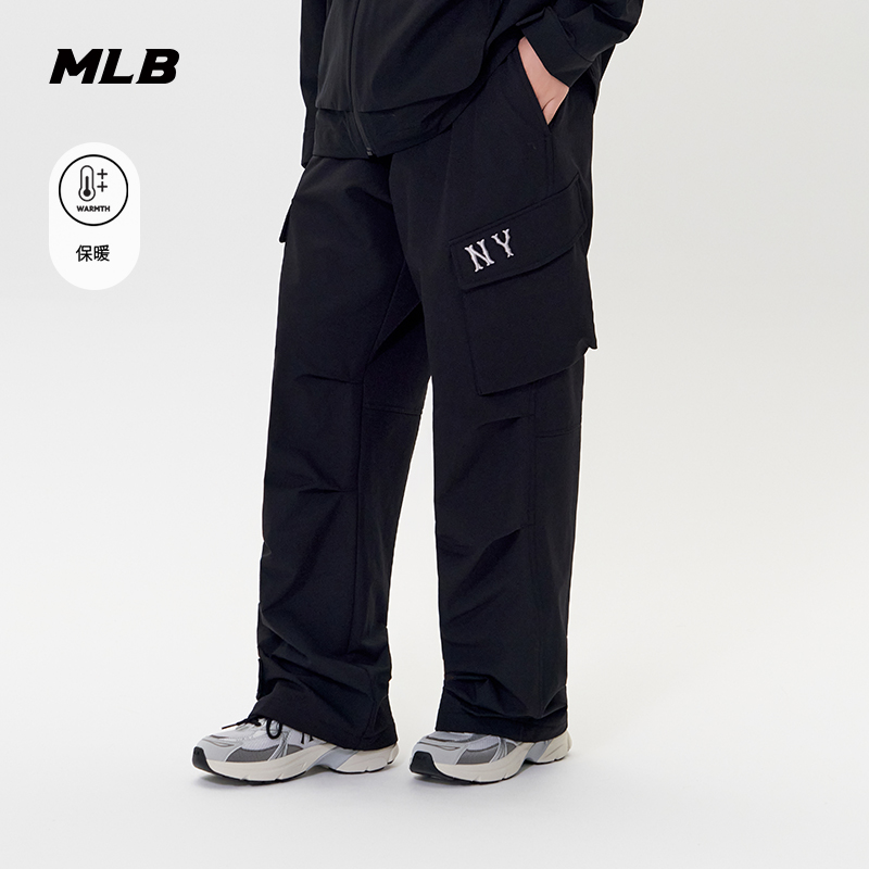 MLB官方 男女情侣保暖加绒工装风阔腿梭织长裤25秋冬新款WPB15