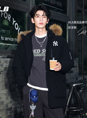 MLB官方张凌赫同款男女时尚印花图案运动套头卫衣25秋季新款MTV05